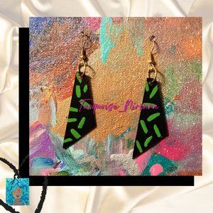 M-236: Green Black Dagger Earrings